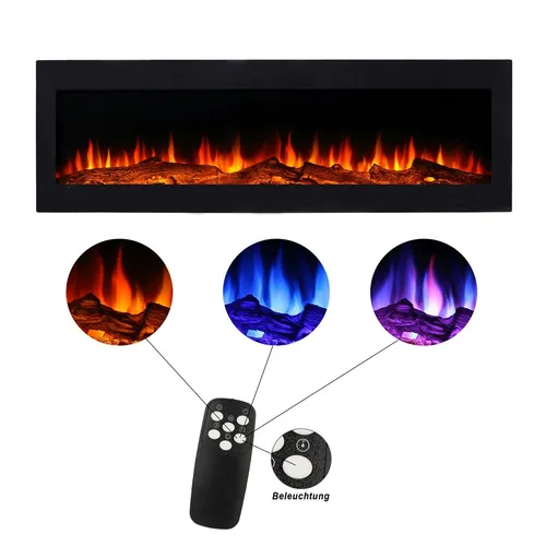 Kamin MERAN Wandkamin 130cm - Eleganter Elektrokamin - Kamin, 3 einstellbare Flammenfarben, kein Schornstein nötig, ideal für moderne Wohnräume.
