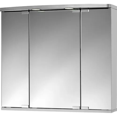 jokey Spiegelschrank Doro LED - 68 cm Breite, hochglänzend silberfarben mit Push-to-open-Funktion und integrierter LED-Beleuchtung