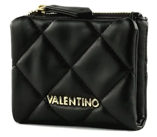 VALENTINO BAGS Geldbörse Ocarina, Nero - Geldbörse aus hochwertigem Polyurethan mit gestepptem Design, ideal für stilbewusste Frauen. Praktische Fächer für Karten und Bargeld.