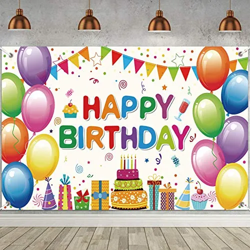 Hintergrund für Geburtstagsfeier, Happy Birthday, Banner, Stoff, Poster, Banner, Hintergrund für Fotografie, Geburtstag, für Partydekoration (Farbe)