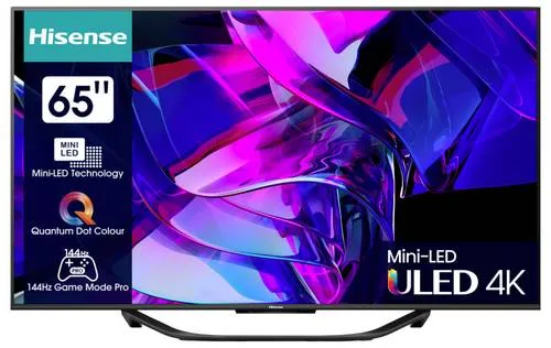 Hisense 65U7KQ - 65 Zoll (164 cm) 4K Mini LED ULED HDR Smart TV, beeindruckende Bildqualität und Game Mode Pro für ultimatives Entertainment