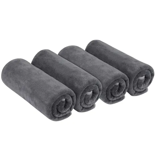 VIVOTE 4er Pack Microfaser Handtücher Set Stark Wasserabsorbierendes Gym Handtuch, Unisex Sporthandtuch für Sauna Fitness Sport, Schnelltrocknend & Saugstark für Outdoor Sport, 40cm X 80cm, Grau