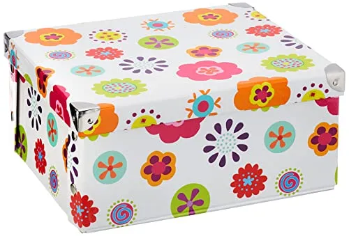 Zeller 17852 Aufbewahrungsbox, Kids, Pappe, ca. 31 x 26 x 14 cm, Blumen - Mehrfarbig