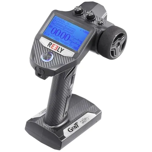Reely Gen7 Pistolengriff-Fernsteuerung 2,4GHz - Sender & Empfänger mit 300 Meter Reichweite, spritzwassergeschützt und ideal für wetterfeste Anwendungen.