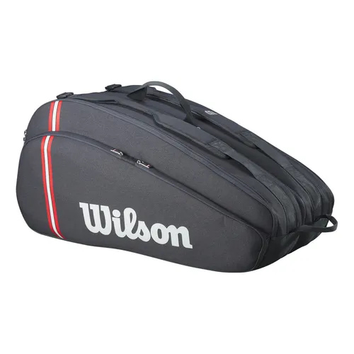 Wilson Tour 12Pk Racket Bag 2025 - Schlägertasche für Tennisspieler - Tennisschlägertasche in elegantem Schwarz, bietet Platz für bis zu 12 Schläger und schützt dein Equipment optimal.