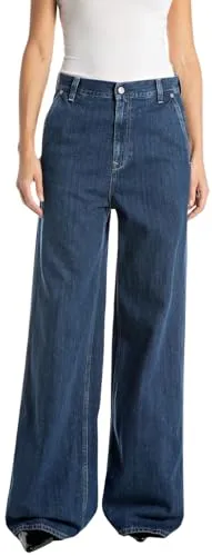 REPLAY Damen W8247 Wide Leg Jeans, 007 Dark Blue, 33W x 32L - Trendige Wide Leg Jeans mit hohem Tragekomfort dank Stretch-Anteil. Ideal für den lässigen Alltag und vielseitig kombinierbar. Pflegeleicht und langlebig - perfekt für modebewusste Damen.