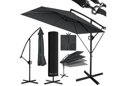 KESSER Ampelschirm Holly - Rechteckiger Sonnenschirm in Anthrazit - Sonnenschirm für den Garten, bietet optimalen Schatten und ist ideal für Terrasse oder Balkon.
