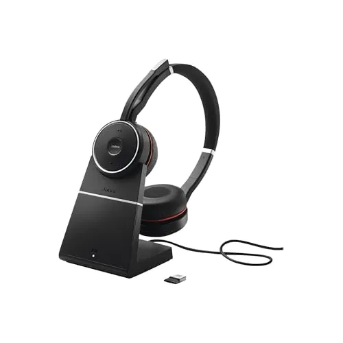 Jabra Evolve 75 UC Stereo Bluetooth Kopfhörer - Kopfhörer mit kabellosem Laden, Geräuschisolierung und integrierten Anruffunktionen – perfekt für konzentriertes Arbeiten und professionelle Telefonate.