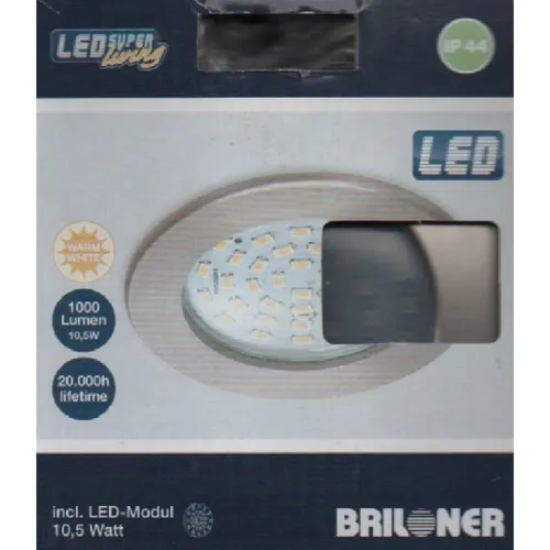 Briloner Möbeleinbauleuchte nickel matt LED 1000 Lumen 10,5W Warmweiß IP44