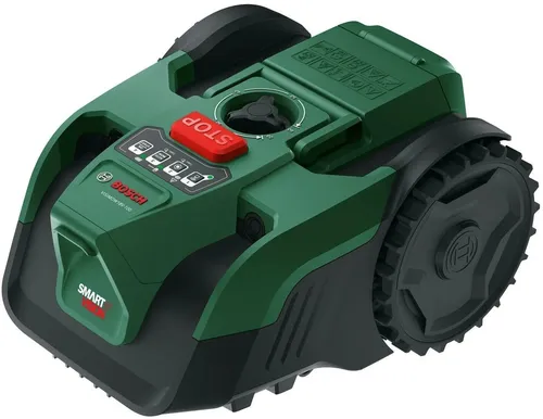 Bosch Mähroboter VISIMOW18V-100 mit Akku 18V 4.0Ah - Kabelloser Mähroboter für Rasenflächen bis 100 m², einfache Einrichtung, flexible Schnitthöhen und gezielte Bearbeitung durch SpotMow-Funktion.