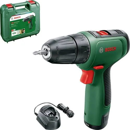 Bosch Akku Bohrschrauber EasyDrill 1200 - 12 Volt System, 1 Akku im Koffer, vielseitig einsetzbar mit LED-Licht für dunkle Ecken