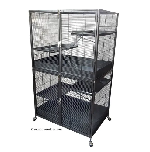 Nagerkäfig Rattenkäfig Kleintierkäfig Mäusekäfig - Käfig für Ratten, Hamster und mehr, aus robustem Stahl, mit 4 Ebenen für optimalen Platz und Spielmöglichkeiten.