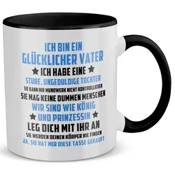 22Feels Tasse Papa Geschenk Vatertag von Tochter Vater Geburtstag Kaffeetasse Mann, Keramik, Made in Germany, Spülmaschinenfest, Zweifarbig weiß|schwarz