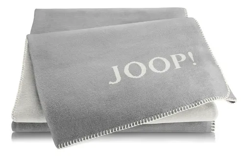 JOOP! Decke Wohndecke Melange Doubleface Farbe Graphit-Ecru, 739223, 150x200cm