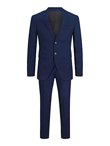 JACK & JONES Herren Jprblafranco Suit Business Anzug Hosen Set - Eleganter Anzug für Herren in Medieval Blue, aus strapazierfähigem Twill mit klassischem Muster, ideal für formelle Anlässe und Business-Events.