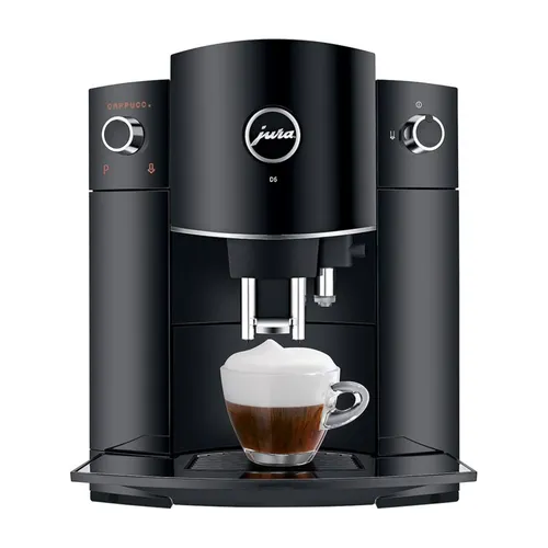 JURA D6 Kaffeemaschine Piano Black - inkl. 1 Kg Kaffee - Kaffeevollautomat mit intuitivem Display und Easy Cappuccino-System für perfekten Milchschaum. Genießen Sie 6 Kaffeespezialitäten in Barista-Qualität. Perfekt für Kaffee-Liebhaber!