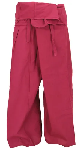 Thai Fischerhose aus Baumwolle - lockere Wickelhose in Rot - Bequeme, weite Yogahose im Ethno-Stil aus 100% Baumwolle, ideal für entspannte Tage. Fair gehandelt in Nepal, mit praktischem Bindegürtel für individuellen Sitz.