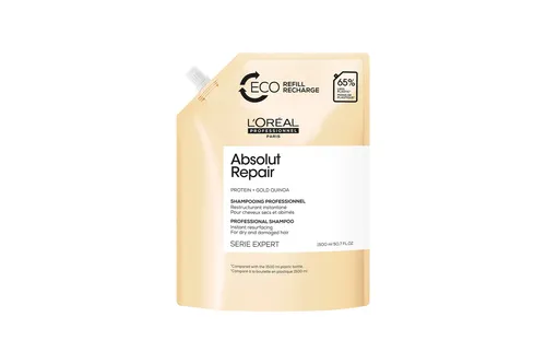 L'Oreal Serie Expert Absolut Repair Refill Shampoo 1,5 L - Shampoo für strapaziertes Haar, repariert und stärkt die Haarstruktur für gesund aussehendes Haar.