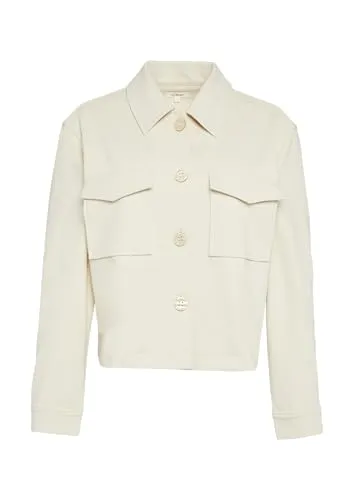 s.Oliver Beige Kurzjacke mit Taschen - Funktionsjacke in relaxed fit, pflegeleicht und elastisch, ideal für lässige Outfits mit praktischen Brusttaschen.