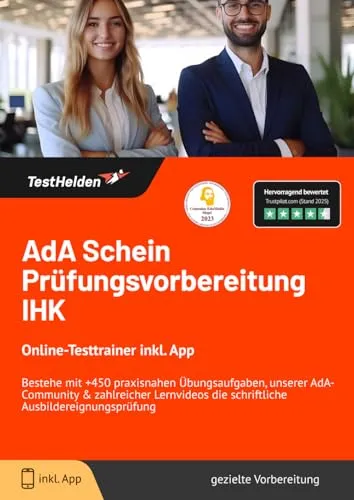 AdA Schein Prüfungsvorbereitung IHK Online-Testtrainer - Industrie - Bereite dich mit über 450 praxisnahen Übungsaufgaben, einer aktiven AdA-Community und zahlreichen Lernvideos optimal auf die schriftliche Ausbildereignungsprüfung vor.