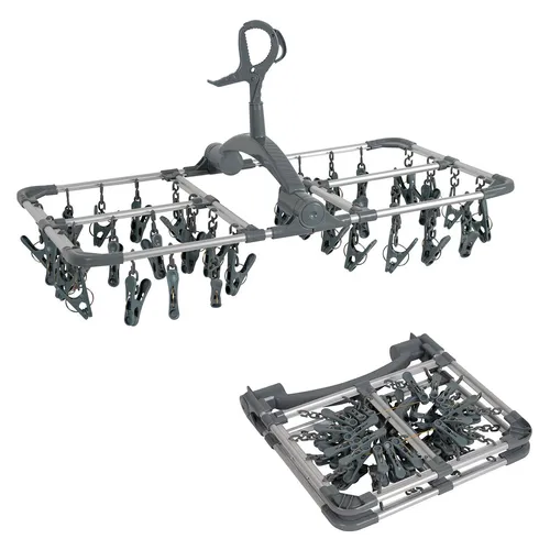BO-CAMP Mini Wäschespinne - Klappbarer Wäscheständer für Camping - Praktischer Wäschespinne aus leichtem Aluminium, ideal für Camping und unterwegs. Klappbar für einfache Lagerung und Transport.