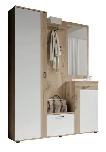 Bega Consult Garderoben-Set Kompaktgarderobe BERN - Drohnenzubehör für kreative Köpfe, aus robustem Holzwerkstoff gefertigt und in elegantem Braun, ideal für stilvolle Organisation.