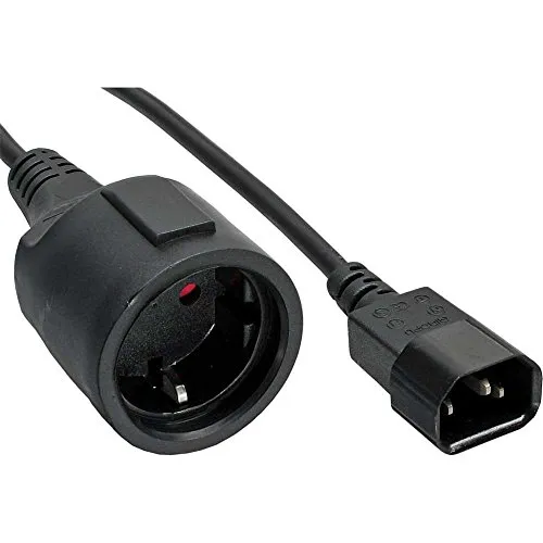 InLine Kaltgeräte C14 auf Schutzkontakt Buchse Netz Adapter Kabel für USV (1m) schwarz