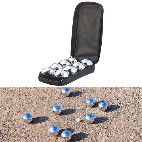 PEARL Boulekugeln: 8 Metall- und 1 Holz-Kugel für ein perfektes Boule- und Boccia-Spiel - Spiele: Hochwertige Boulekugeln für präzise Würfe und Spaß im Freien.