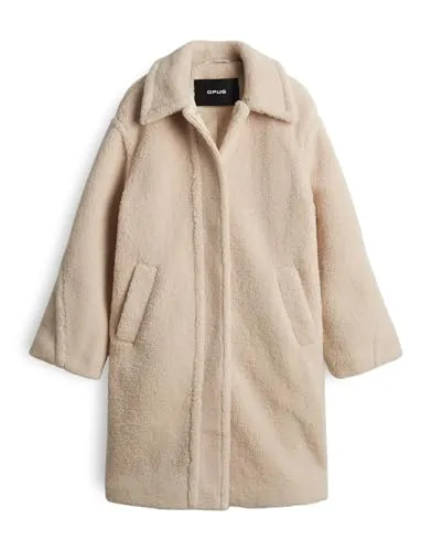 OPUS Damen Mantel Heddy | Teddymantel aus recyceltem Polyester, Größe 42 - Modischer OPUS Damen Mantel in Macadamia, ideal für einen lässigen Look. Hochwertige Webware sorgt für ein angenehmes Tragegefühl und vielseitige Kombinationsmöglichkeiten.