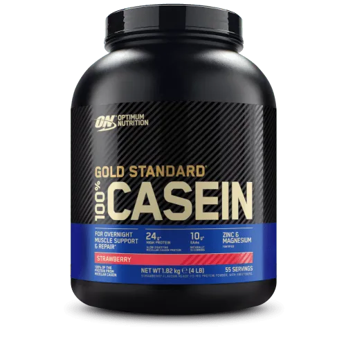 Optimum Nutrition Gold Standard 100% Casein Protein Pulver - Protein Shakes & Muskelaufbau, langsam verdauliches Protein für nächtliche Regeneration mit 24 g Micellar-Casein pro Portion und angereichert mit Zink und Magnesium.