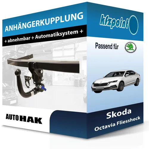 Abnehmbare Auto Hak Anhängerkupplung für Skoda Octavia 12-20 - Anhängerkupplung von Auto Hak, abnehmbar und ohne Eintragung in Fahrzeugpapiere, ideal für Skoda Octavia Fliessheck, Anhängelast bis 1800 kg, inklusive Montagezubehör.
