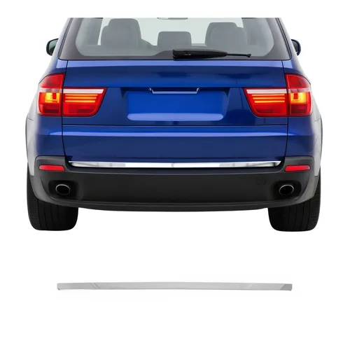 OMAC Zierleisten-Aufkleber für BMW X5 E70 (2006-2013) - Chrom - Hochwertiger Aufkleber für den Kofferraum, langlebig und rostbeständig. Einfache Installation und Reinigung für einen eleganten Look.
