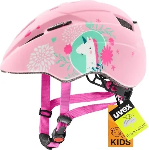 uvex Kid 2 cc Kinder-Helm - Pink Unicorn - Individuell anpassbar - Fahrradhelm für Kinder, leicht und sicher, mit verstellbarem System für perfekten Sitz und optionalem LED-Licht für mehr Sichtbarkeit.