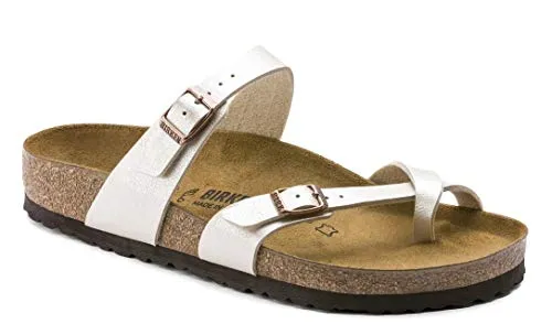 Birkenstock Mayari Damen Sandalen - Graceful Pearl White, Gr. 40 - Moderne Zehentrenner aus hautfreundlichem Birko-Flor mit anatomischem Kork-Latex-Fußbett und dämpfender EVA-Sohle. Ideal für Komfort und Stil in der warmen Jahreszeit.