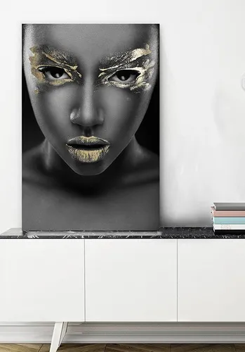 queence Acrylglasbild Behdeti, Bilder von Frauen, Fashion, Frau, Gemälde, Magazincover, Mode, Modern (1 St), von Hand eingearbeitete Blattgold Applikationen