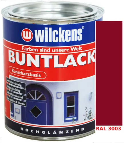 Kunstharzbasis Lack Buntlack Schutzlack Farbe 375ml Hochglanz Rubinrot RAL3003