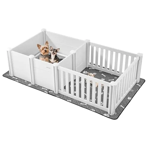 VEVOR Wurfkiste für Welpen – 186,5x97x50 cm Hundelaufstall - Praktische Wurfkiste für Welpen mit höhenverstellbarer Tür und waschbarer Unterlage. Ideal für mittelgroße Hunde, leicht zu reinigen und schnell aufzubauen. Sicherheit und Komfort für Ihre vierbeinigen Freunde.