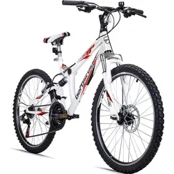 Bergsteiger Mountainbike Montreal 24 Zoll - Kinderfahrrad für Abenteuer - Full Suspension Kinderfahrrad mit 18 Gängen und robustem Design. Ideal für Jungen und Mädchen von 6-13 Jahren, perfekt für aufregende Mountainbike-Touren.