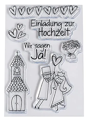 Efco Stempel Clear Einladung zur Hochzeit, transparent, A7/ 74 x 105 mm, 7-teili