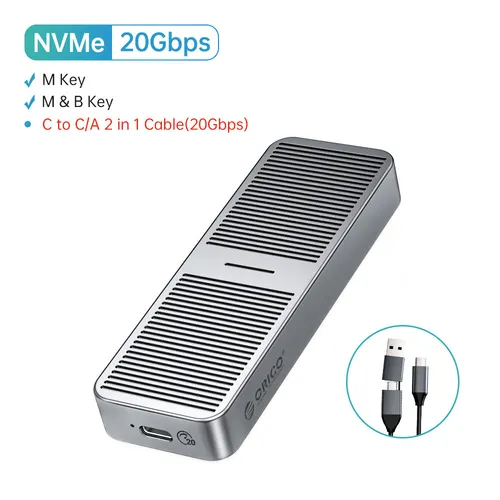 ORICO M.2 NVMe SSD Gehäuse 20 Gbps NVMe Case USB C 3.2 Gen2X2, Externer Adapter