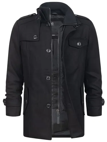 Indicode Kurzmantel Brandon - Eleganter Kurzmantel für Herren, ideal für Herbst & Winter. Hochwertige Wollqualität mit bequemen Strickkragen für optimalen Schutz vor Wind und Wetter.