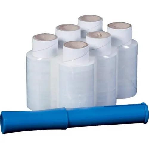 Smartboxpro Stretchfolie 10cm x 150m - 6 Stück mit Abroller - Versandkartons: Transparente, reißfeste Stretchfolie mit 17my Stärke, ideal zum sicheren Verpacken und Transportieren. Enthält praktischen Handabroller für müheloses Handling.