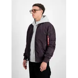 Alpha Industries MA-1 VF 59 Long Bomberjacke Herren lila, XL - Funktionsjacken mit schmaler Passform und längerem Schnitt, ausgestattet mit orangefarbenem Futter und praktischer Bleistifttasche für zusätzlichen Komfort.