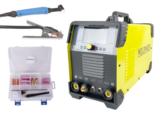 WELDINGER WIG-Schweißinverter WE 204P AC/DC LCD Schweißgerät mit WIG-Set 1