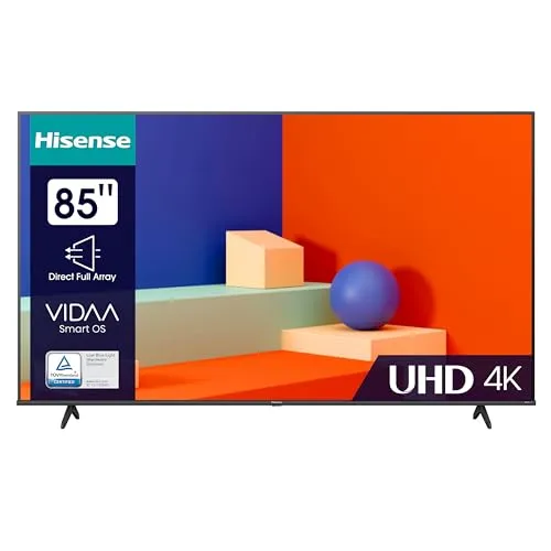 Hisense 85A6K 85 Zoll QLED Fernseher - Genießen Sie atemberaubende 4K Auflösung mit lebendigen Farben und einem beeindruckenden 85 Zoll Bildschirm – perfekt für Ihr Heimkino.