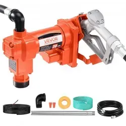 VEVOR 12 V DC Kraftstoff Umfüllpumpe, 75,7 L/min - VEVOR 12 V DC Kraftstoff Umfüllpumpe mit 75,7 L/min Durchflussrate. Ideal für flexibles Tanken und einfache Reinigung. Ausgestattet mit manuellem Düse und Schlauch, geeignet für verschiedene Kraftstoffe.