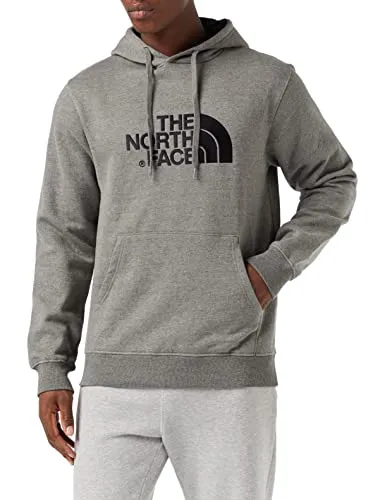 The North Face Kapuzensweatshirt DREW PEAK, grau-meliert - Sportliches Sweatshirt mit Kapuze und Kängurutasche, ideal für Wanderungen, aus 70% Baumwolle und 30% Polyester, wärmend und pflegeleicht.
