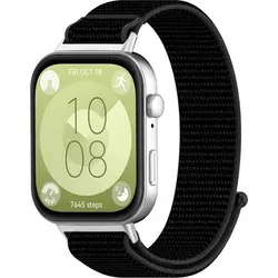 Für Huawei Watch Fit 3 Elastisches Nylon Klettverschluss Arm Band M9 - Schwarz