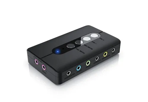 CSL USB-Soundkarte, extern, 7.1 Surround Sound - Soundkarte für PC mit 7.1 Surround Sound, ideal für ein immersives Audioerlebnis bei Gaming und Multimedia. Kompatibel mit Windows 10 und 11.