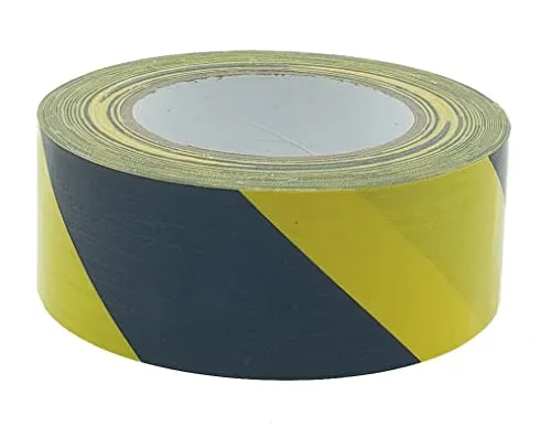 Gewebe Warnband Markierungsband Signalband Abrollband Klebeband, 50mm x 25m, Schwarz-Gelb, Stark Haftend 10409 ### KURZBESCHREIBUNG ### Das Gewebe-Warnband (50mm x 25m) in Schwarz-Gelb dient zur